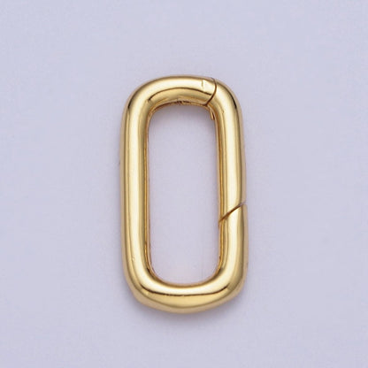 Dainty Gold Push in Oval Clasp For Charm Holder Clasp Pendants, 19.2 x 9.9mm Silver clasp enhancer Necklace Component Z-046 Z-047