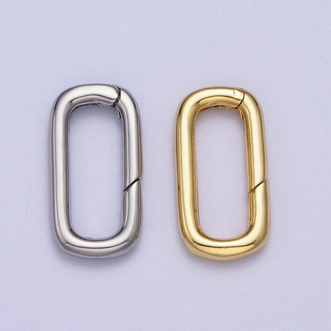 Dainty Gold Push in Oval Clasp For Charm Holder Clasp Pendants, 19.2 x 9.9mm Silver clasp enhancer Necklace Component Z-046 Z-047