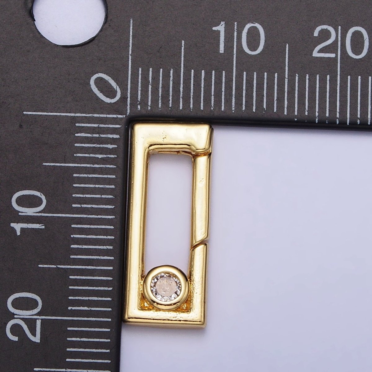 Dainty Gold Rectangle Clasp, Silver Hinged Clasp, Geometric Push Clasp Spring Gate Clasp with Micro Pave Safety Clasp Enhancer Z-351