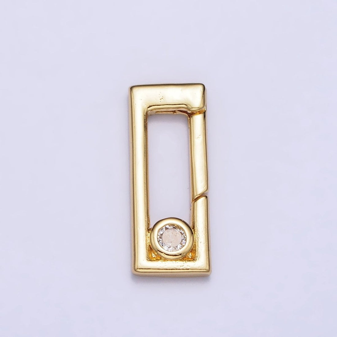 Dainty Gold Rectangle Clasp, Silver Hinged Clasp, Geometric Push Clasp Spring Gate Clasp with Micro Pave Safety Clasp Enhancer Z-351