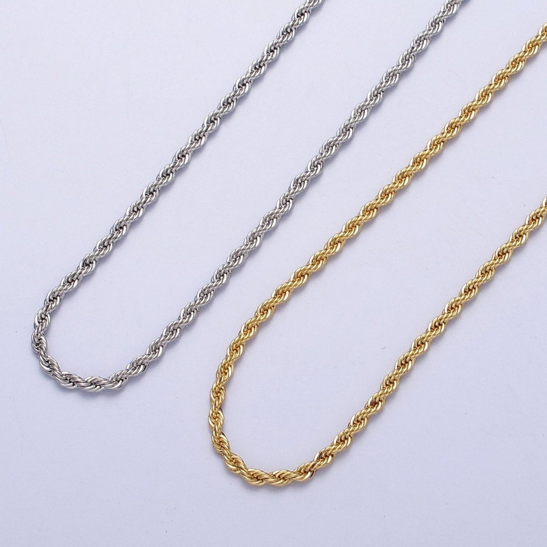 Dainty Gold Rope Chain Necklace Twisted Chain Necklace 17.75", 19.5 Inch + 2 inch Extender | WA-1524 WA-1525