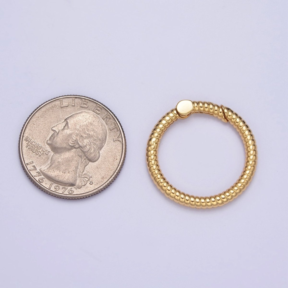Dainty Gold Round Spring Gate Ring, Push Gate Clasp Charm Holder 14K Gold Filled Clasp for Charm Holder Connector L-729 L-730