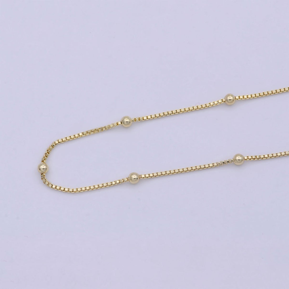 Dainty Gold Satellite Bead Chain Box Chain 18 inch Necklace For Jewelry Making Supply | WA-753 Clearance Pricing