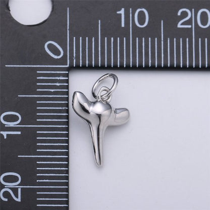 Dainty Gold Shark Tooth Charm Pendant- Small Silver Shark Tooth Charm for Necklace Earring Bracelet Anklet Charm 17x11mm D-200