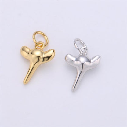 Dainty Gold Shark Tooth Charm Pendant- Small Silver Shark Tooth Charm for Necklace Earring Bracelet Anklet Charm 17x11mm D-200