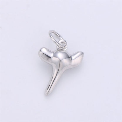 Dainty Gold Shark Tooth Charm Pendant- Small Silver Shark Tooth Charm for Necklace Earring Bracelet Anklet Charm 17x11mm D-200
