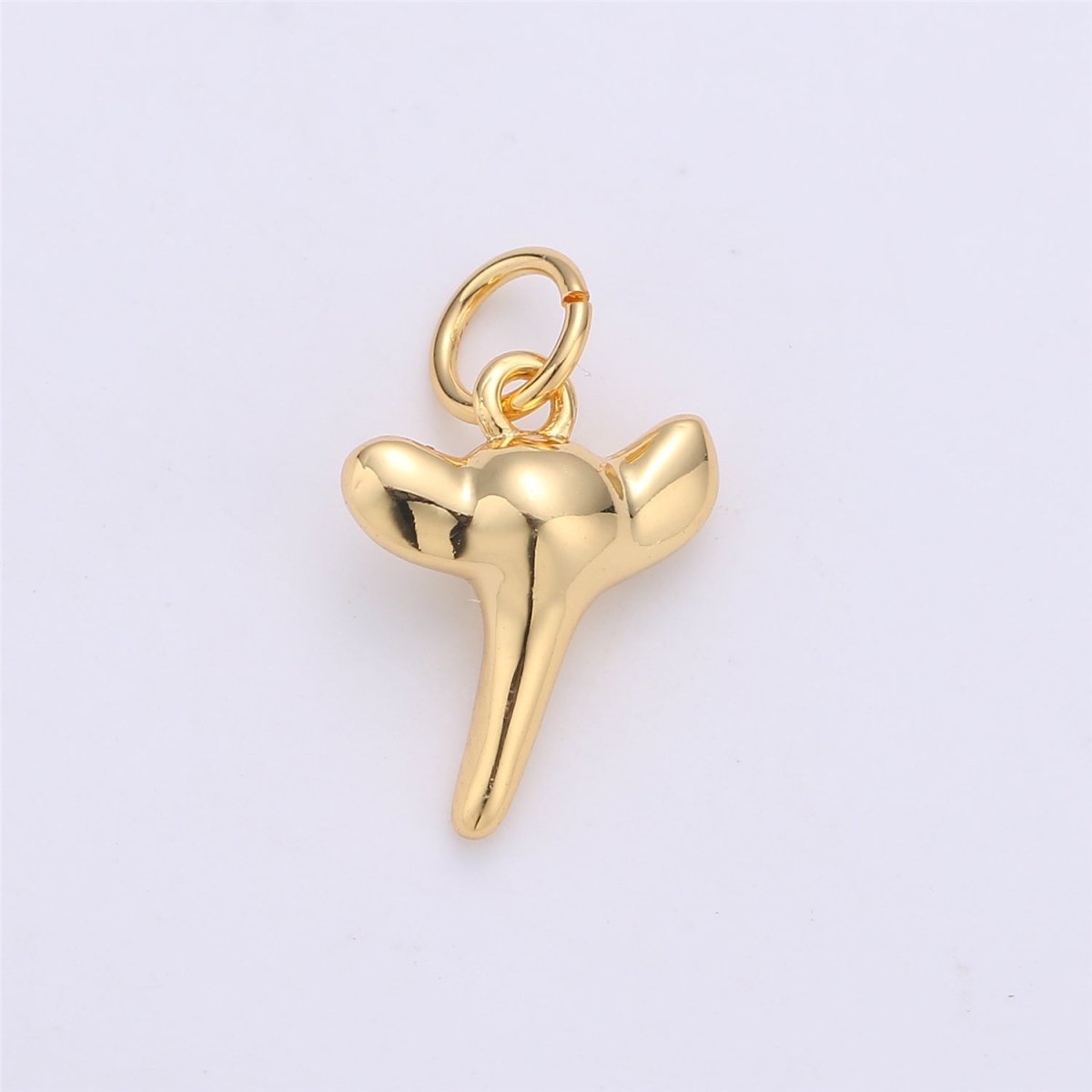 Dainty Gold Shark Tooth Charm Pendant- Small Silver Shark Tooth Charm for Necklace Earring Bracelet Anklet Charm 17x11mm D-200