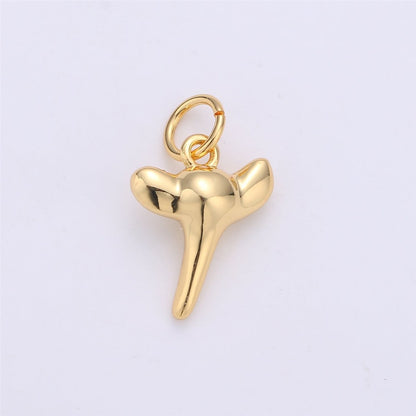 Dainty Gold Shark Tooth Charm Pendant- Small Silver Shark Tooth Charm for Necklace Earring Bracelet Anklet Charm 17x11mm D-200