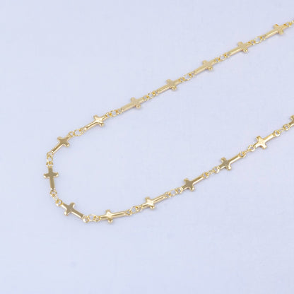 Dainty Gold Sideway Cross Link Chain by Yard 1.1 x 4.9 mm links | ROLL-1536