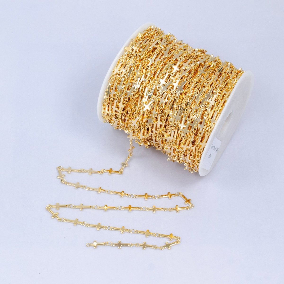 Dainty Gold Sideway Cross Link Chain by Yard 1.1 x 4.9 mm links | ROLL-1536