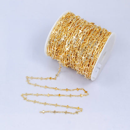 Dainty Gold Sideway Cross Link Chain by Yard 1.1 x 4.9 mm links | ROLL-1536
