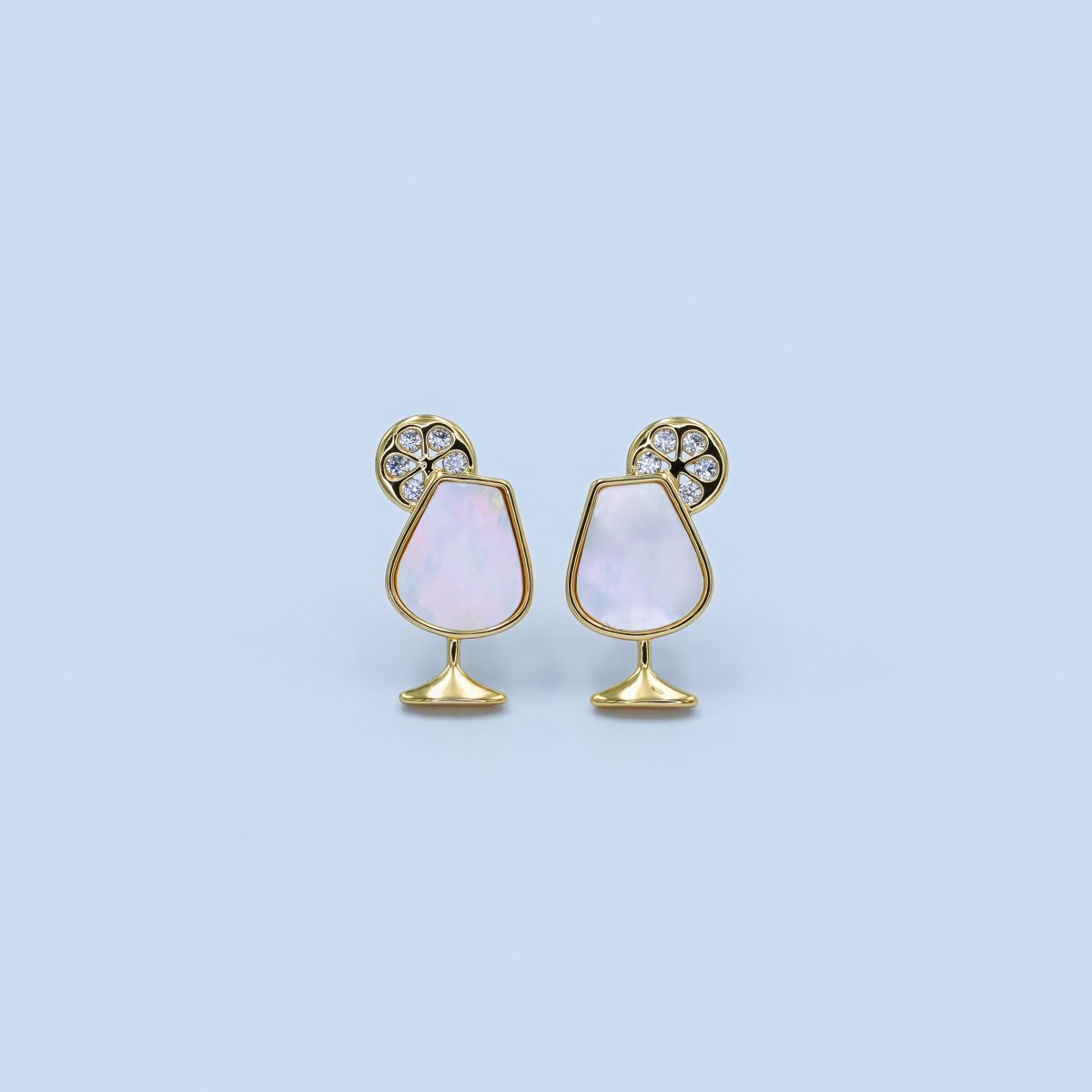 Dainty Gold Silver Pearl Cocktail Stud Earrings | AB246