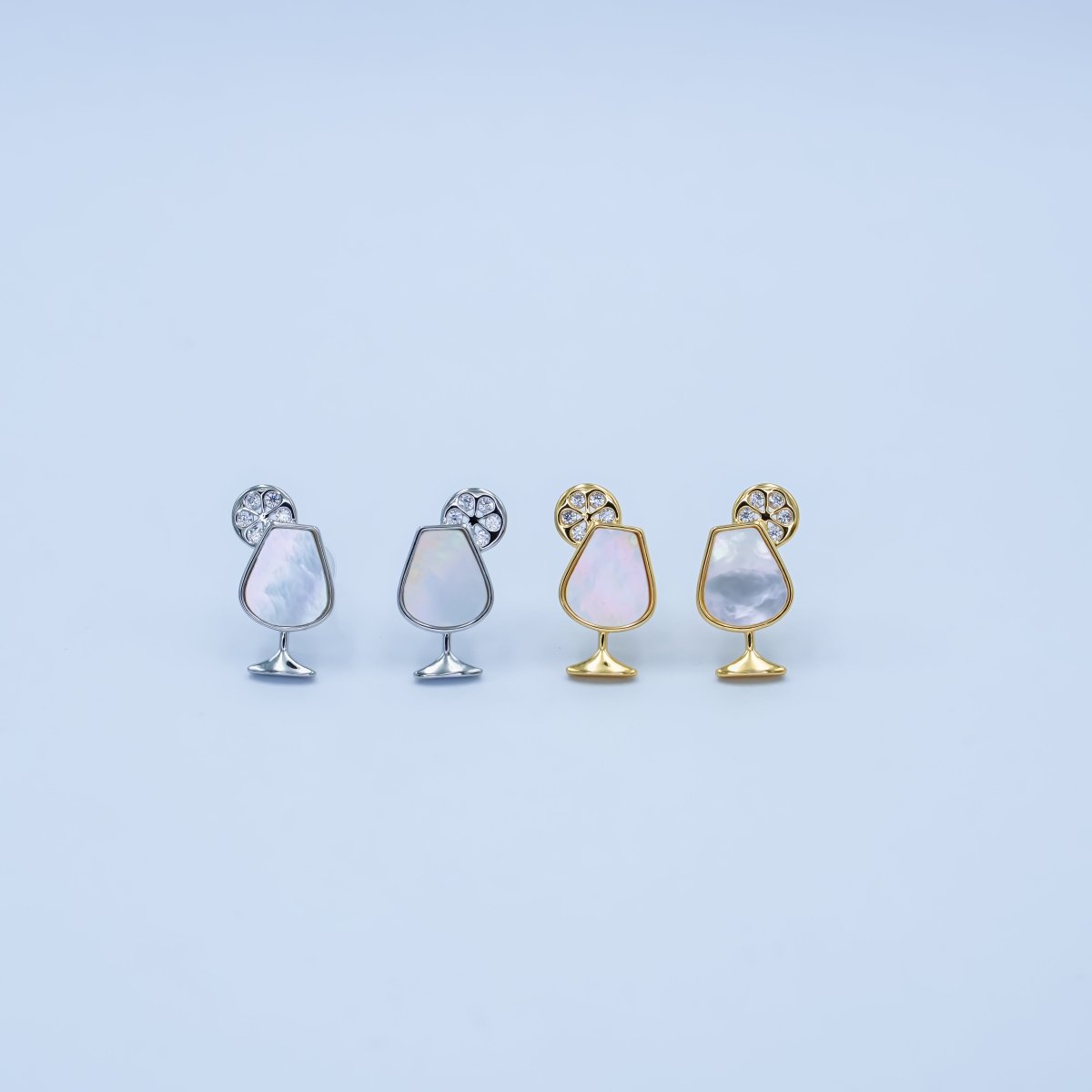 Dainty Gold Silver Pearl Cocktail Stud Earrings | AB246
