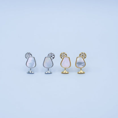 Dainty Gold Silver Pearl Cocktail Stud Earrings | AB246