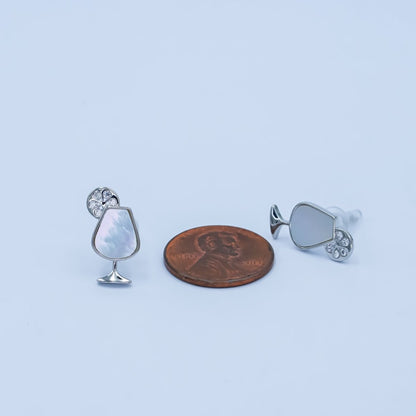 Dainty Gold Silver Pearl Cocktail Stud Earrings | AB246