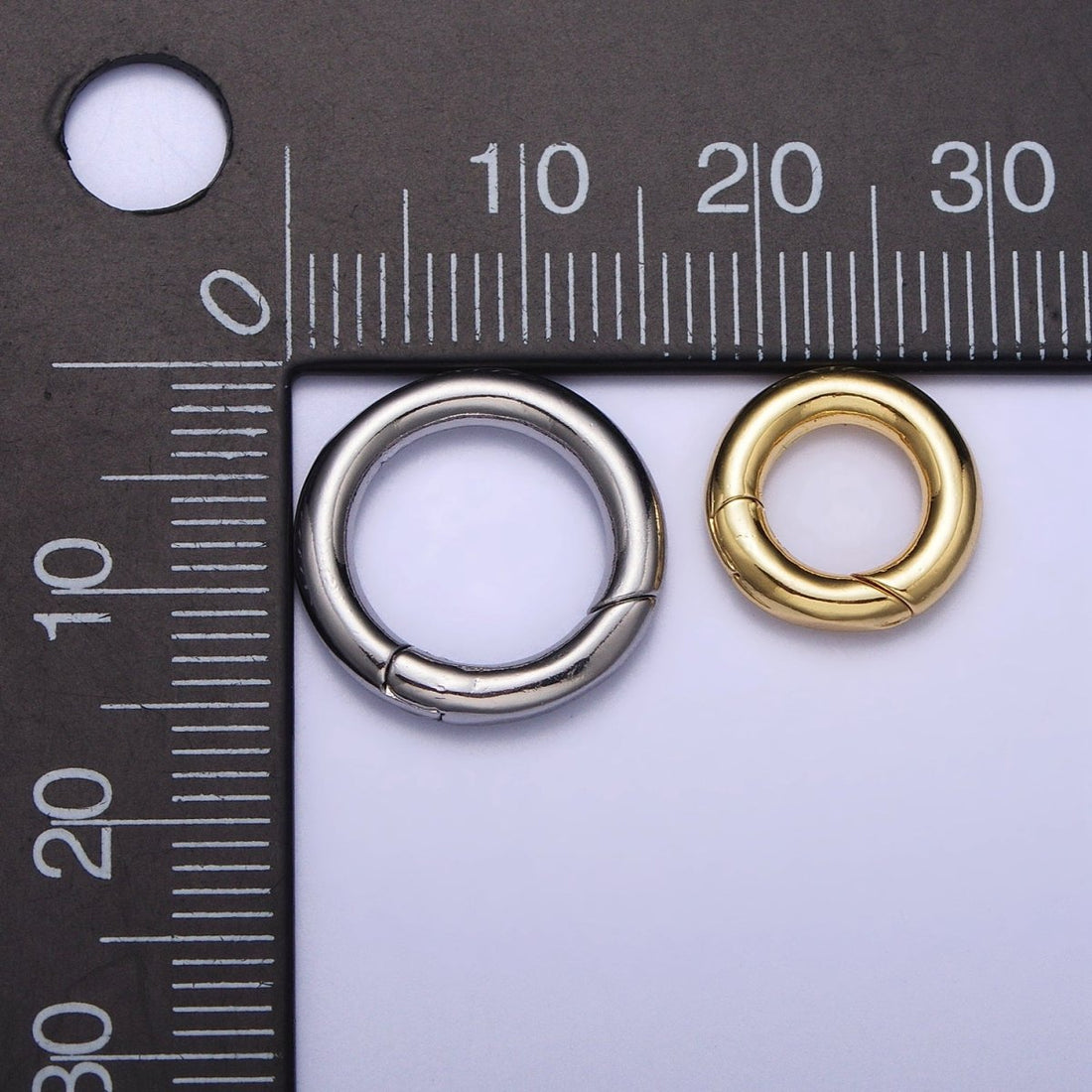 Dainty Gold Silver Spring Gate Ring 11mm, 15mm Round Circle Ring, Round Clasp, Push Clip Clasp, Spring Gate for Jewelry Making Z-340 Z-341 Z-352 Z-353