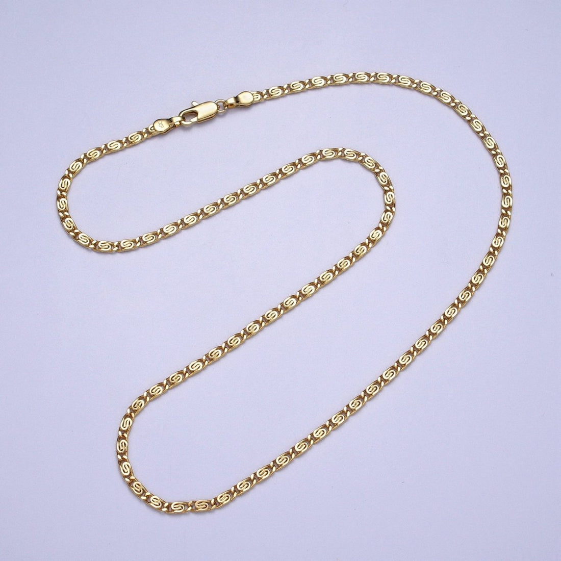 Dainty Gold Snail Chain Necklace 24K Gold Filled Scroll Chain Necklace | WA-1513 WA-1514 Clearance Pricing