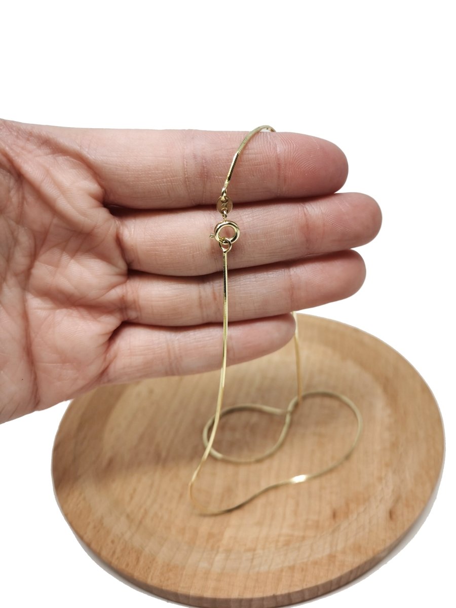 Dainty Gold Snake Herringbone Chain 1mm 18, 20 inch Necklace | WA-1747 Clearance Pricing