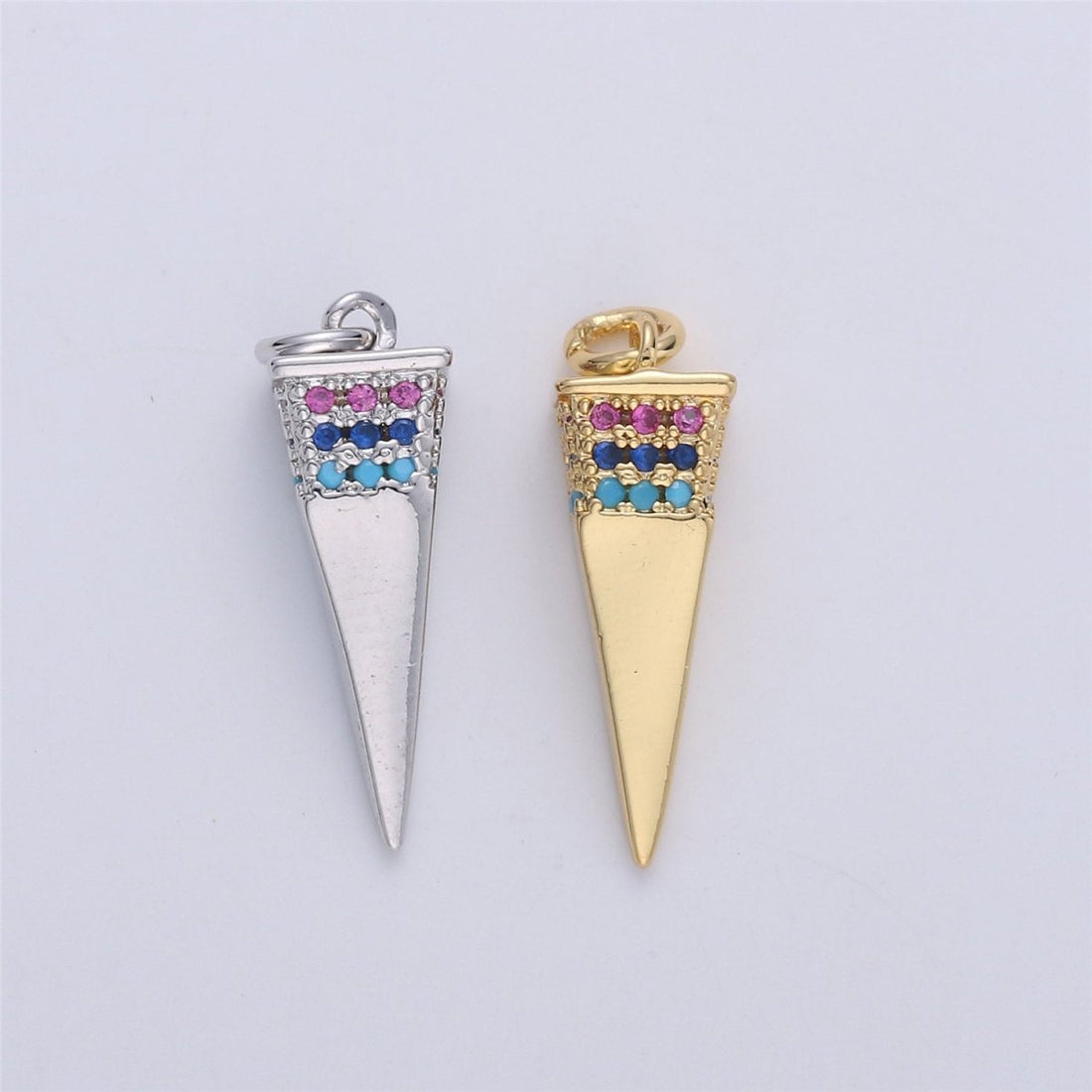 Dainty Gold Spike Charms Drop Pendulum Pendant Micro Pave Charm Minimalist Jewelry Supplies Findings for Necklace Earring Components,C-921