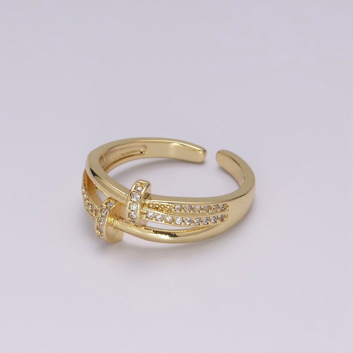 Dainty Gold Spiral Ring Design Minimalist Modern Trending Stackable Cz Open Ring Accessory Micro Pave Adjustable Ring U-134 U-135