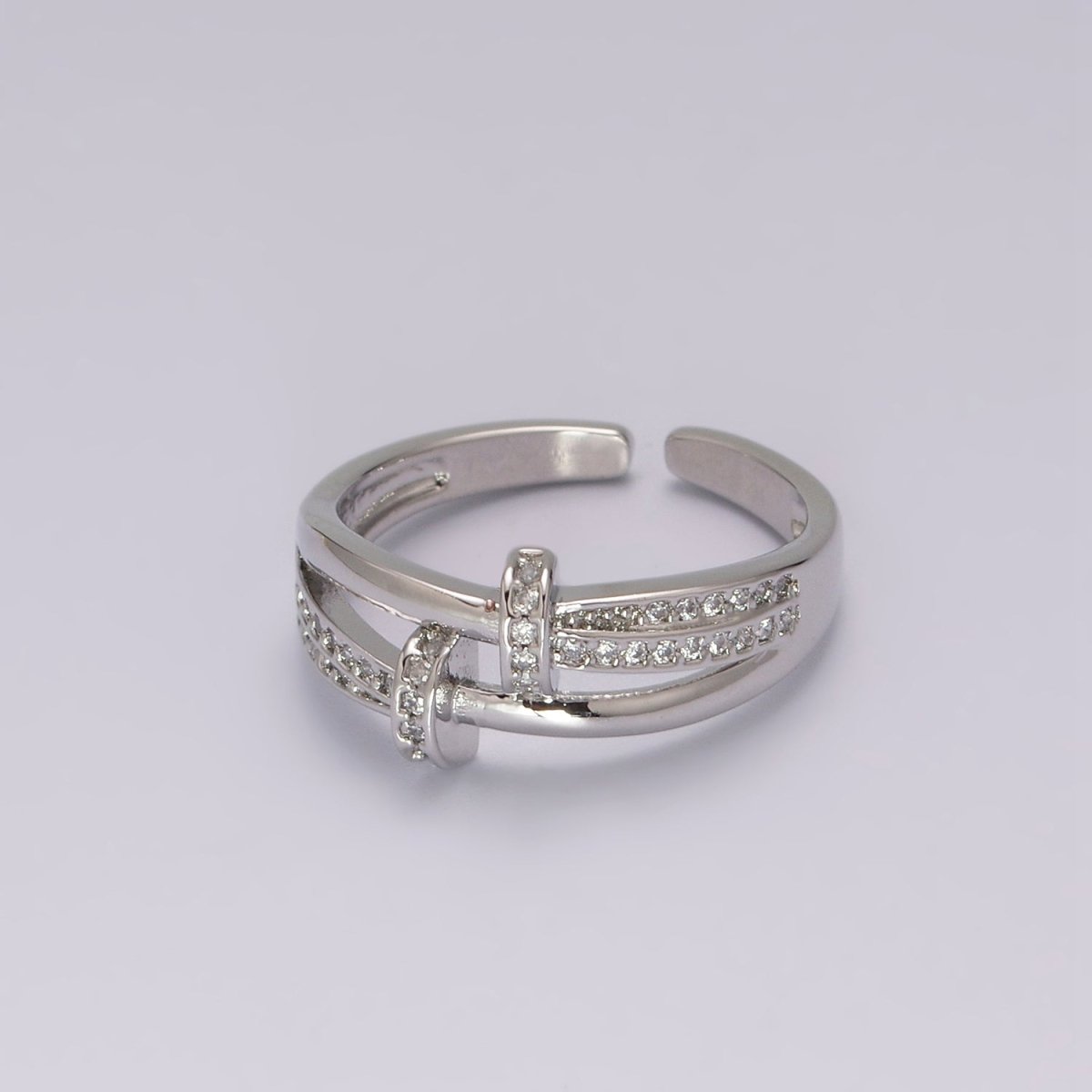 Dainty Gold Spiral Ring Design Minimalist Modern Trending Stackable Cz Open Ring Accessory Micro Pave Adjustable Ring U-134 U-135