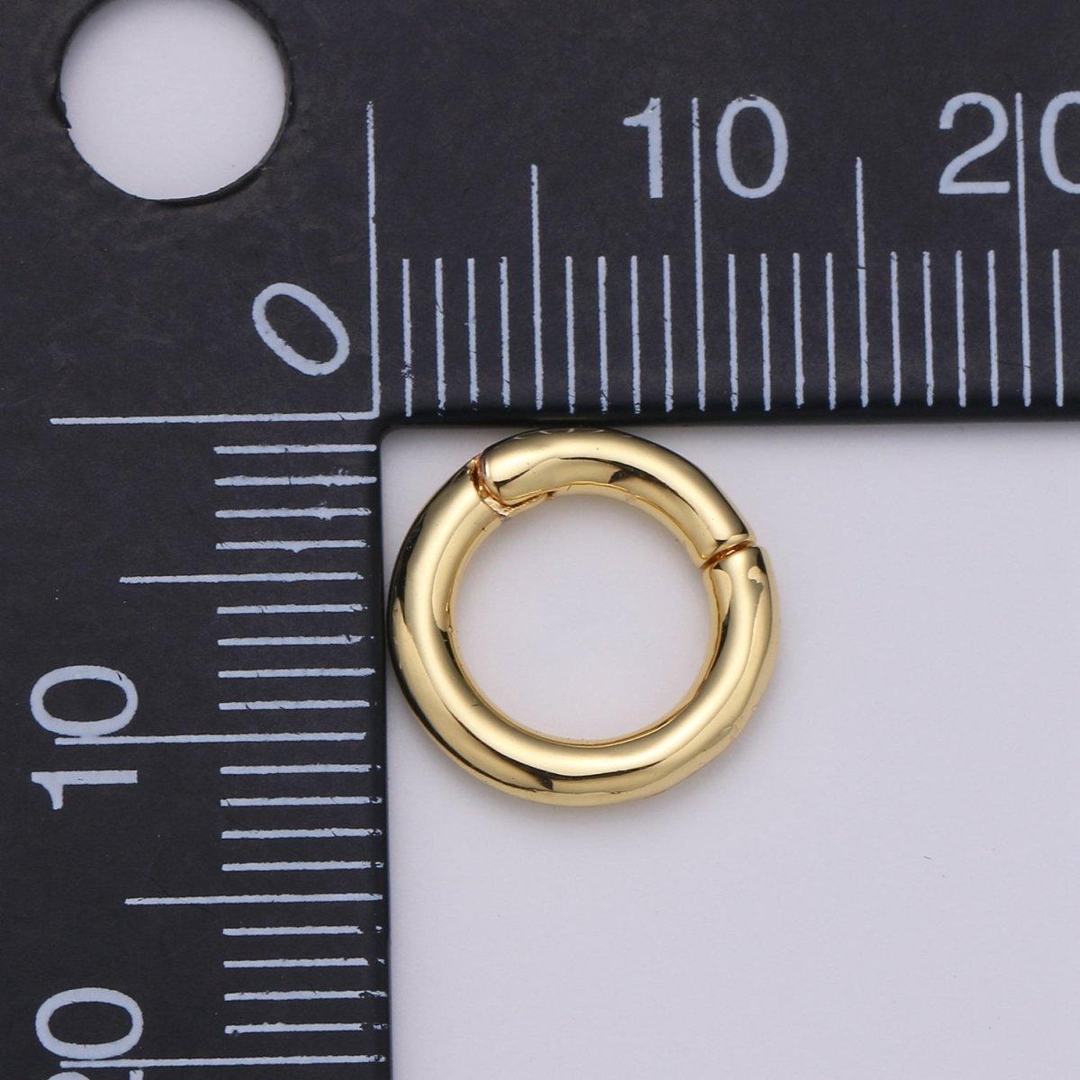 Dainty Gold Spring Gate Ring, Pull Gate ring, 12mm Round Circle Ring, Charm Holder 14K Gold Filled Clasp for Charm Holder Connector K-892 to K-895 L-083