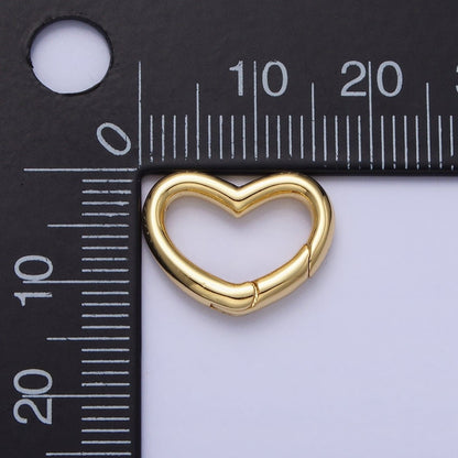 Dainty Gold Spring Gate Ring, Push Gate ring, 16.6x13mm Heart Clasp Charm Holder Gold SilverClasp for Link Chain Connector Z-173 Z-174