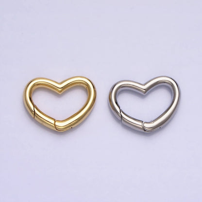 Dainty Gold Spring Gate Ring, Push Gate ring, 16.6x13mm Heart Clasp Charm Holder Gold SilverClasp for Link Chain Connector Z-173 Z-174