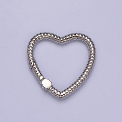 Dainty Gold Spring Heart Gate Ring, Push Gate Clasp Charm Holder 14K Gold Filled Clasp for Charm Holder Connector L-725 L-726