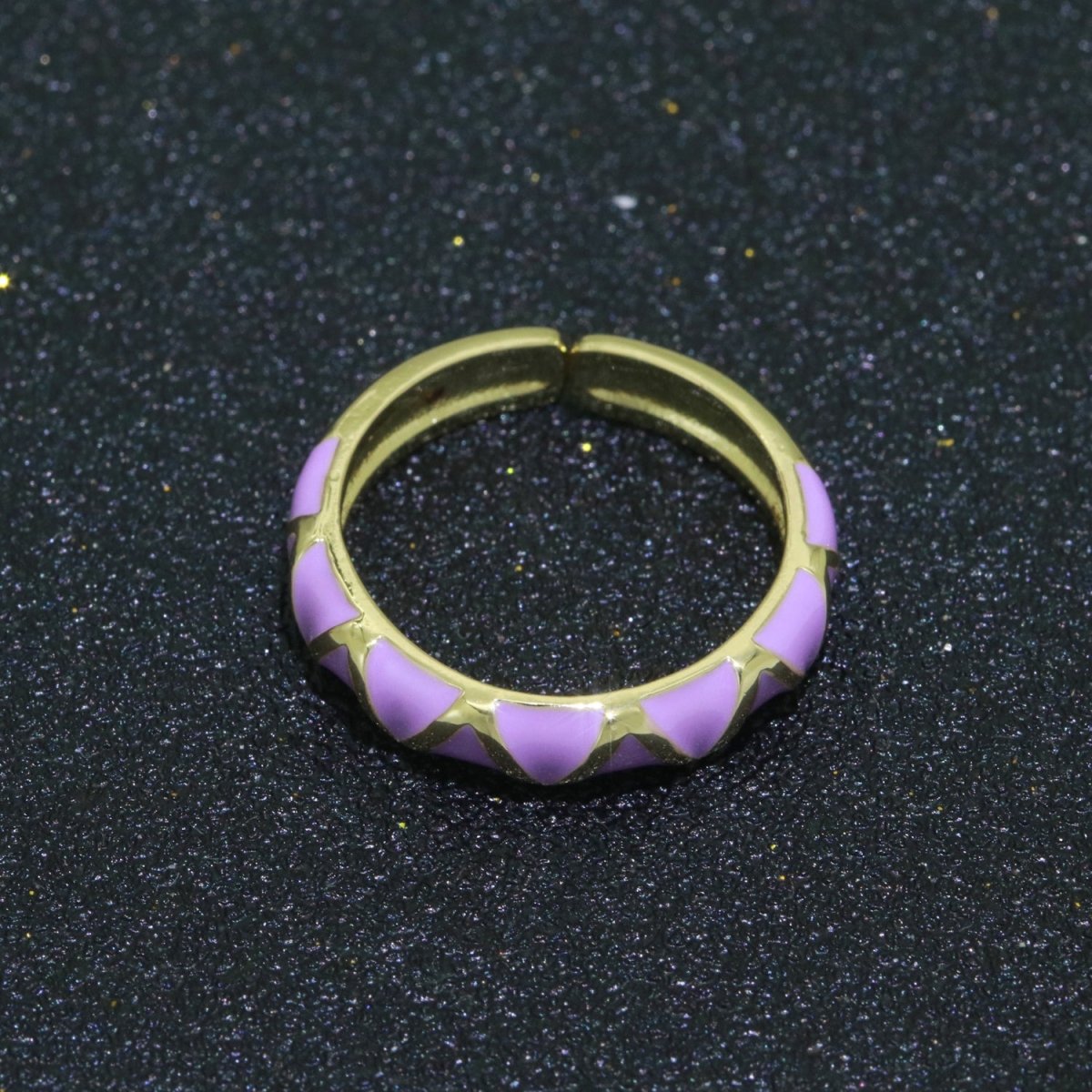 Dainty Gold Stackable Enamel Ring Bohemian Colorful Rainbow Band Open Adjustable S-120 ~ S-129