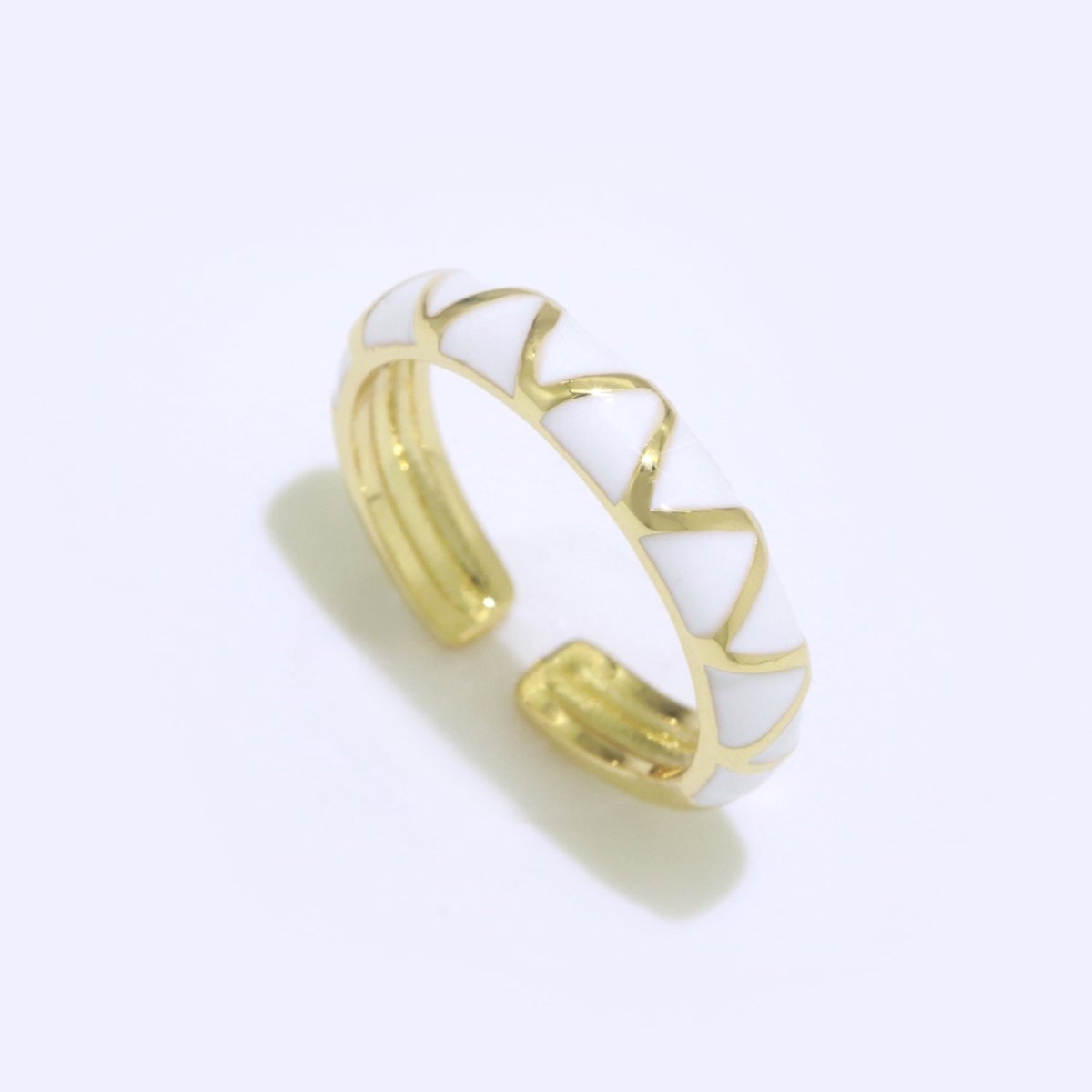 Dainty Gold Stackable Enamel Ring Bohemian Colorful Rainbow Band Open Adjustable S-120 ~ S-129