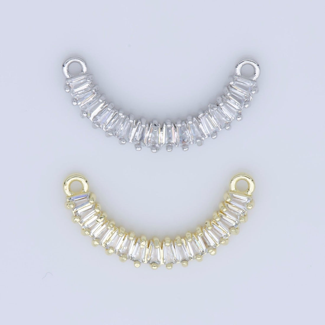 Dainty Gold Stacked Crystal Bracelet Connector, Elegant Gorgeous Micro Pave CZ Charm, Necklace Pendant for Jewelry Making F-737