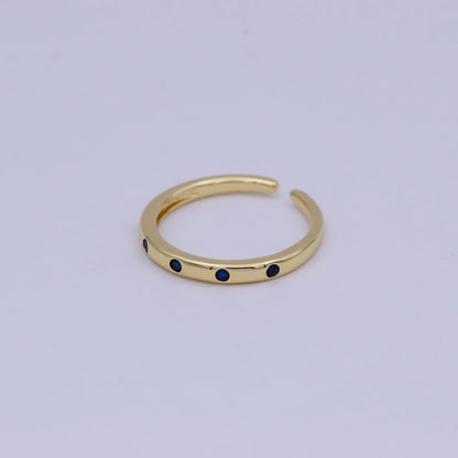 Dainty Gold Stacking Ring, Gold Minimalist CZ Ring, Simple Open Adjustable Thin Ring, Gift for Her, Delicate Ring U-485 ~ U-489
