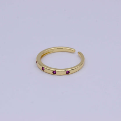 Dainty Gold Stacking Ring, Gold Minimalist CZ Ring, Simple Open Adjustable Thin Ring, Gift for Her, Delicate Ring U-485 ~ U-489