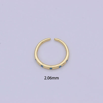 Dainty Gold Stacking Ring, Gold Minimalist CZ Ring, Simple Open Adjustable Thin Ring, Gift for Her, Delicate Ring U-485 ~ U-489
