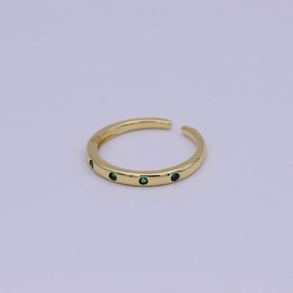 Dainty Gold Stacking Ring, Gold Minimalist CZ Ring, Simple Open Adjustable Thin Ring, Gift for Her, Delicate Ring U-485 ~ U-489