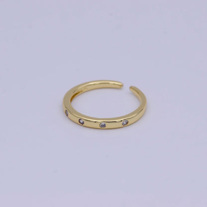 Dainty Gold Stacking Ring, Gold Minimalist CZ Ring, Simple Open Adjustable Thin Ring, Gift for Her, Delicate Ring U-485 ~ U-489