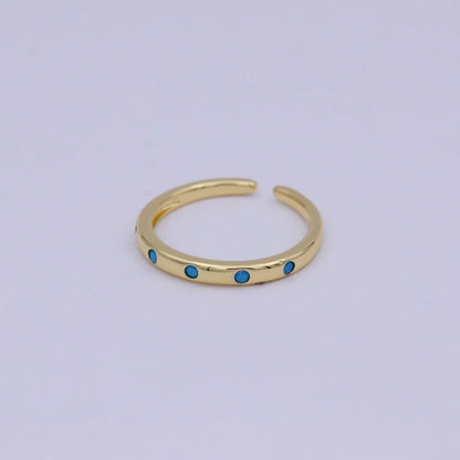 Dainty Gold Stacking Ring, Gold Minimalist CZ Ring, Simple Open Adjustable Thin Ring, Gift for Her, Delicate Ring U-485 ~ U-489