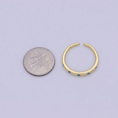 Dainty Gold Stacking Ring, Gold Minimalist CZ Ring, Simple Open Adjustable Thin Ring, Gift for Her, Delicate Ring U-485 ~ U-489
