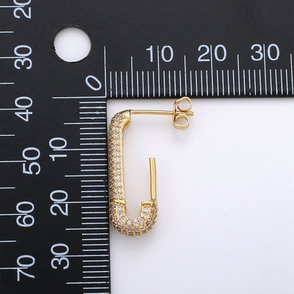 Dainty Gold Stud Earring Dangle Hoop Earrings, Micro Pave Statement Earrings, Minimalist Earrings CZ Cubic Simple earring Gift for Her K-623