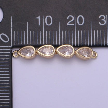 Dainty Gold Tear Drop Link Connector for Bracelet Necklace Component F-728