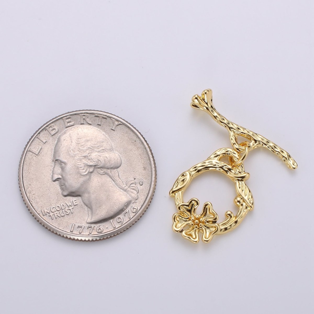 Dainty Gold Toggle Clasp 24K Gold Filled Flower Toggle Clasps Fancy Design OT Clasp Supply for Bracelet Necklace Component