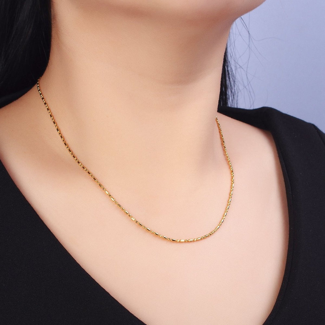 Dainty Gold Tube Chain Necklace, Gold Bar Necklace Chain Wholesale | WA-1585 Clearance Pricing