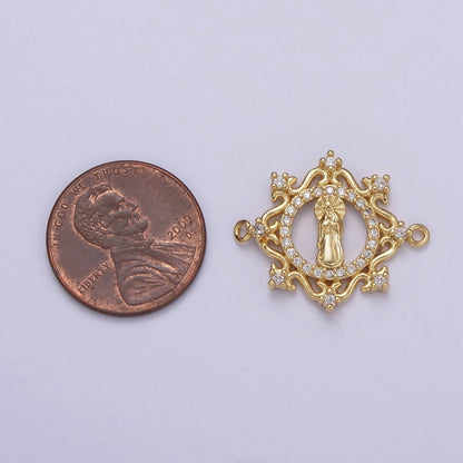 Dainty Gold Virgin Mary Charm Connector for Bracelet F-432