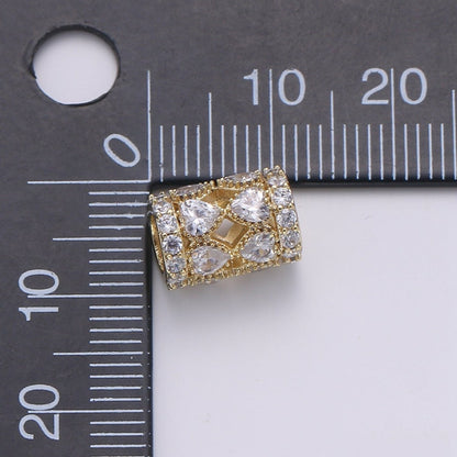 Dainty Golden Tube Beads Roll CZ Gold Filled Geometric Jewelry Making Beads B-352