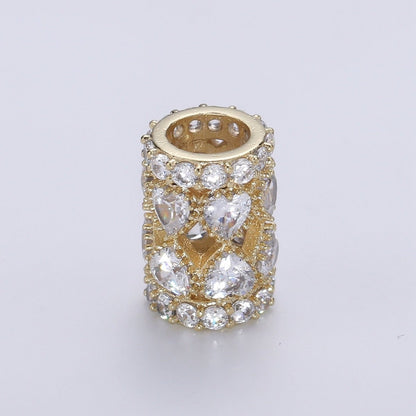 Dainty Golden Tube Beads Roll CZ Gold Filled Geometric Jewelry Making Beads B-352