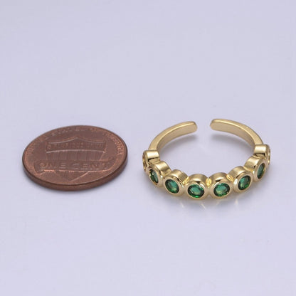Dainty Green Gold Emerald CZ Ring Cubic Zirconia Minimalist Ring Dainty Green CZ Adjustable Ring S-501