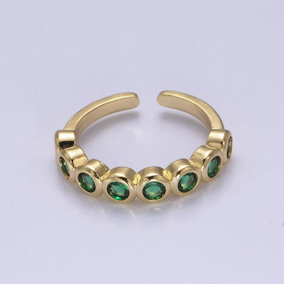 Dainty Green Gold Emerald CZ Ring Cubic Zirconia Minimalist Ring Dainty Green CZ Adjustable Ring S-501