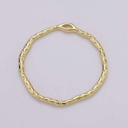 Dainty Hammered Circle Pendant, Round Charm 14k Gold filled 30mm rustic round charm K-899