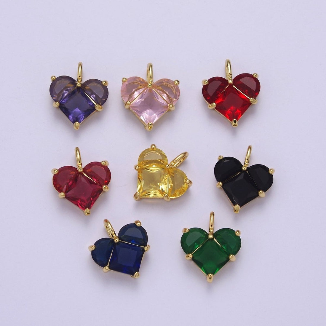 Dainty Heart Charm CZ Heart Pendant for Necklace Bracelet Earrings Charm, Dainty Charm Gold Plated Lead Nickel Free  J-485  J-603  J-703  J-705 J-706 J-707 J-716